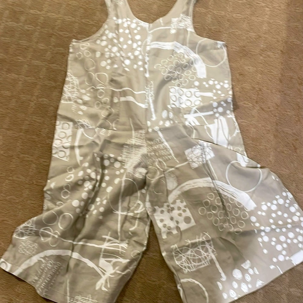 Chalet Tan and White Patterned Jumpsuit